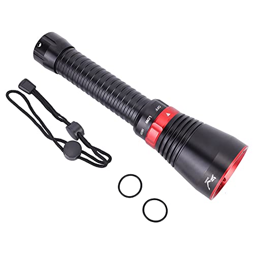 LED Dive Flashlight, Brightness, IP68 Diving Depth 80m with Cool White Light, XHP70.2 LED Torch, for Camping, Climbing, Underwater (H70)