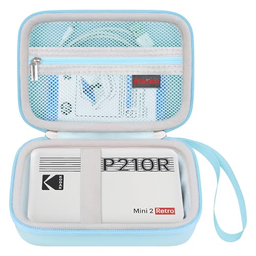 Image of Elonbo Carrying Case for KODAK Mini 2 Retro 2x3 inch P210R 4PASS Portable Photo Printer, Kodak Mini Instant Digital Camera Hard Travel Bag Storage Holder, Pocket Fits Film Cartridge, Blue