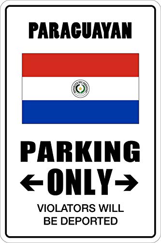 Targa in metallo con scritta "Paraguayan Parking Only", stile vintage, 20 x 30 cm