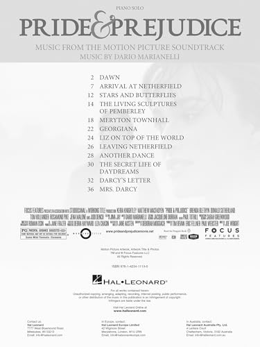 image for Hal Leonard Pride and Prejudice - Music from the Motion Picture Soundt