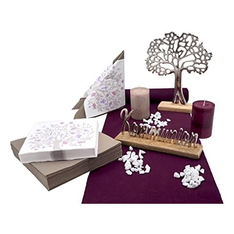ZauberDeko Tischdeko Kommunion Konfirmation Lila Pflaume Baum des Lebens Set 20 Personen Cover