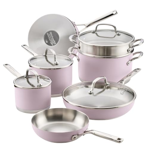 Image of KitchenAid Tri Ply Stainless Steel Cookware Set, 11-Piece Pots and Pans Set