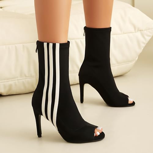 SWDZM Womens Ballroom Dance Shoes Peep Toe Ankle Bootied Lace Up Dance Heels Boots Street Sole2