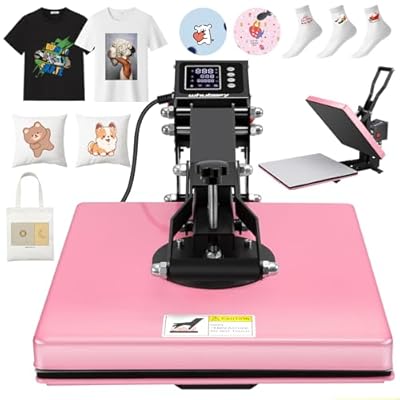 AKEYDIY Heat Press, 15x15 Slide Out Heat Press Machine for T Shirts, Digital Clamshell Heat Transfer Machine for Sublimation, Industrial Shirt Printer for Canvas, Pillows, Coasters, Puzzles (Pink)
