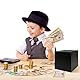 Spardose Schwarz Edelstahl, Spardose Nicht Zum öffnen, 12 x 12 x 12 cm Sparschwein Münzen und Scheine Money Box Sparbox für Erwachsene und Kindergeschenk