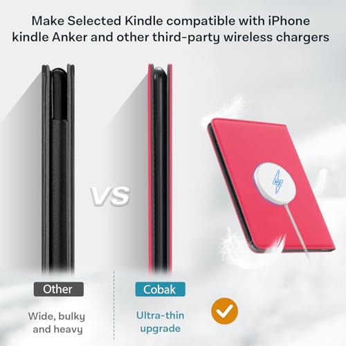 Image of CoBak Stand Case for 7 inch Kindle Paperwhite 12th Gen 2024 and Kindle Colorsoft with Hand Strap - Compatible with iPhone MagSafe, for Samsung /Belkin /Anker Wireless Charging Pads, Durable, Auto Sleep Wake