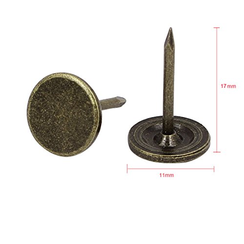 Sydien 7/16 Inch Dia Flat Head Upholstery Tacks/Nails Thumb Push Pins Bronze Tone 200Pcs