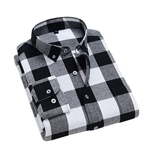Chemise flanelle carreaux noir et blanc homme coton business casual M