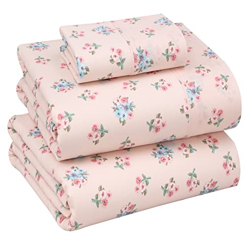 Image of RUVANTI 100% Cotton Percale Sheets Twin Size, Spring On | Crisp Cooling, Deep Pocket 16 inch, Soft Breathable & Durable, Hotel-Style 3 Piece Set