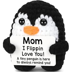 Birthday Gifts for Mom from Daughter Son, Handmade Crochet Mimi Penguin Mom Gifts for Birthday Mothers Day Mama Mother in Law Bonus Step Mothers, Funny I Love You Mum Present Emotional Cute Decor