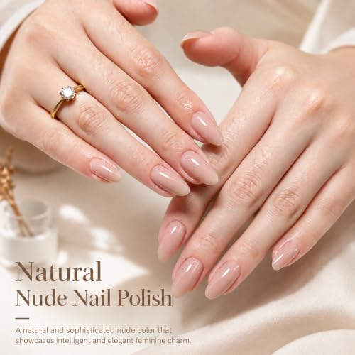 Image of AZUREBEAUTY Nude Pink Nail Polish 18ML | Quick Dry, Long-Lasting, Natural Glossy Finish for DIY Manicure & Nail Art, Salon Quality for Women