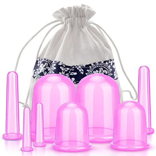 Cupping Therapy Sets, 8 Pcs Silicone Anti Cellulite Cup Vacuum Suction Massage Cups Facial Cupping Sets Home Use Body And Face Massager For Arthritis, Pain Relief, Muscle Relaxation (Pink) #TOP16