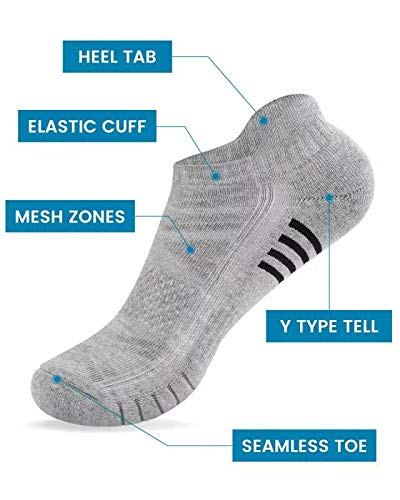 Image of TANSTC Athletic Running Ankle Socks,6Pairs Cushioned Low Cut Anti-Blister Tab Sports Sock Men Women