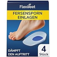 FLEXIFEET© Fersensporn Einlagen Damen und Herren 4 Stk - Fersenkissen Geleinlagen aus 100% ECHTEM SILIKON - Fersenkeil Gelkissen für Schuhe Ferse Gel Schuheinlagen Fersenpolster Gelpads