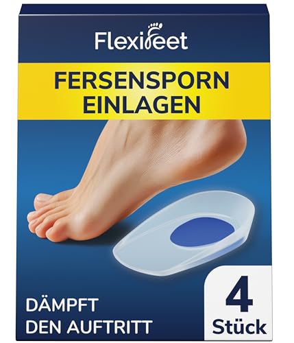 FLEXIFEET© Fersensporn Einlagen Damen und Herren 4 Stk - Fersenkissen Geleinlagen - Fersenkeil Gelkissen für Schuhe Ferse Gel Schuheinlagen...
