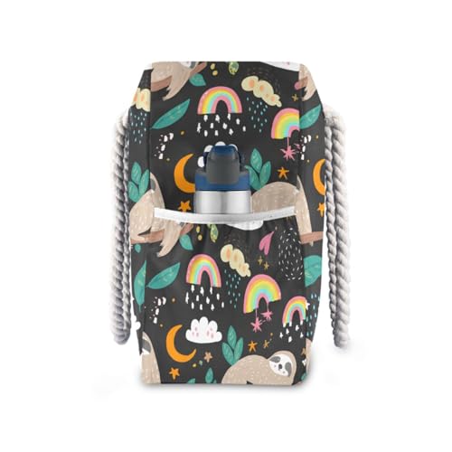 Cute Sloths Hanging Beach Bag & Travel Tote Bag Large Sandproof with Zipper Closure, Wet Pouch for Swim Gym Travel, Lightweight Foldable Outdoor Bag3