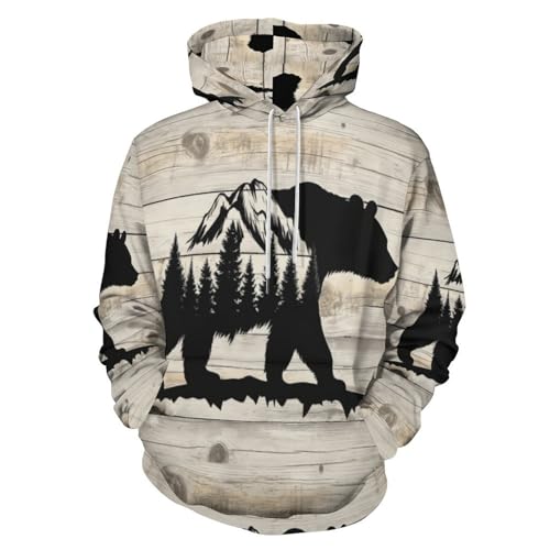 Sweat-shirt homme beige à motif bois rustique pour vos sorties en nature