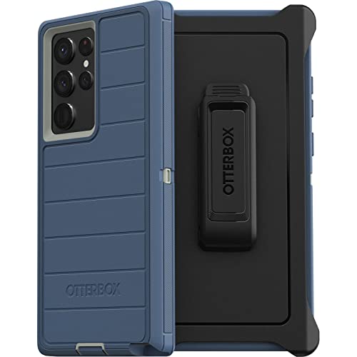 OtterBox Defender Series Case for Samsung Galaxy S22 Ultra (Only) – Holster Clip Included – Microbial Defense Protection – Non-Retail Packaging – Fort Blue