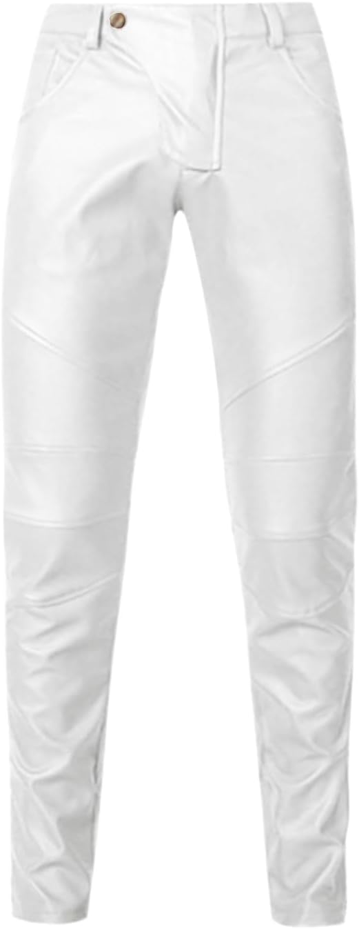 メンズ アスレジャースタイル ミッドライズ PUレザー カジュアルパンツ シンプルデザイン