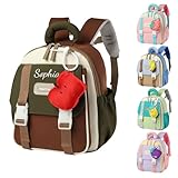Personalized Kids School Backpack with Custom Embroidered Name, Very often used in kindergartens and preschool classes (brown)