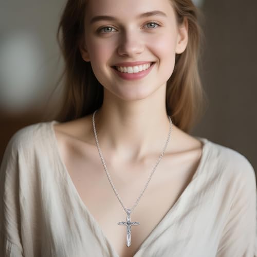 Jesus Cross Necklace for Men 925 Sterling Silver Crucifix Necklace Protection Amulet Medal Pendant Jewelry Gifts4