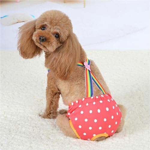 Image of Dog Diaper Shorts Sanitary Pantie Female Dogs Adjust Suspender Diaper Panties Period Briefs Dog Physiological Shorts, M Polka Dot Light Pink