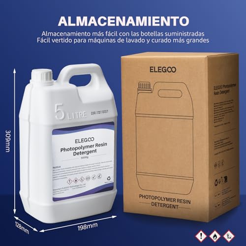 Limpiador de Resina 3D ELEGOO 5KG: Detergente Fotopolimérico No Tóxico y No Inflamable - Fernando Cortés