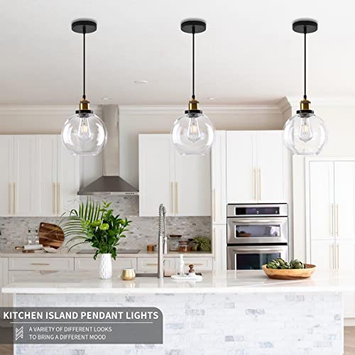 Bagood Glass Pendant Light Clear Glass Pendant Lights Kitchen Island Gold And Black Glass Pendant Lights Kitchen Island Globe Pendant Lights Kitchen Island Glass Pendant Light Farmhouse (Bulb Incl.) #TOP4