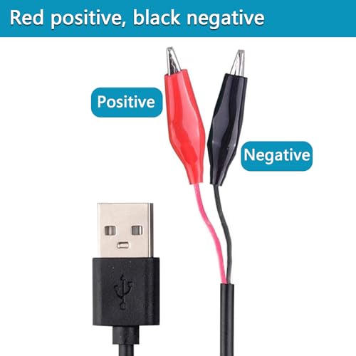 Image of USB to Alligator Clip Adapter Cable Crocodile Clip Jumper Probe to USB Male Test Wre 22AWG Adapter Red and Black Wire Alligator Clip Cable for Testing The Circuit [4pack 3.3FFt / 100cm]