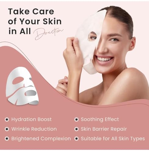 Image of Bio-Collagen Real Deep Sheet Mask for Hydrating and Firming Skin | Face Mask for Glowing Appearance and Pore Care with Hyaluronic Acid and Probiotics | Suitable for All Skin Types, 34g