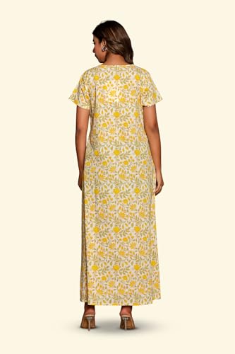 Image of NIHSAMAH Cotton Nighty for Women - Printed Stylish Night Gown, Comfortable Sleepwear Long Nightwear, Maxi