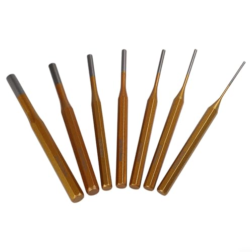 Kit di 7 punzoni a rullo da 210 mm, in acciaio legato resistente, scalpello conico, per uso meccanico e in officina