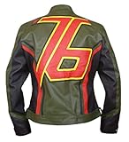 BLACK OUTER FASHION Soldier-76 Iconic Green Leather jacket (US, Alpha, X-Large, Regular, Regular, Green)