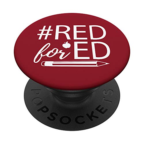 Red For Ed School Teacher #RedforEd PopSockets PopGrip Intercambiable