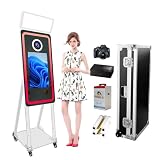 Cabina de Fotos con Espejo mágico de Grado de Alquiler de 40 Pulgadas con Pantalla táctil de 21.5 Pulgadas y Kit de Juego con Funda de Vuelo iluminación de Estudio para Eventos(White,Printer+Camera)