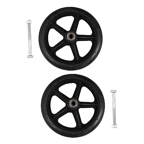 TEHAUX Wheelchair Replacement Front Wheels 7 Inch Solid Tire 2pcs Anti-slip Spare Wheel Assembly for Wheelchairs and Rollators Mobility Aid