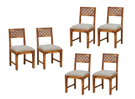 Sheesham Wood Dining Chairs Set of 6 for Dining Room Furniture || Solid Wood Chairs Set with Cushion for Living Room Home and Office - Brown Finish-image-41