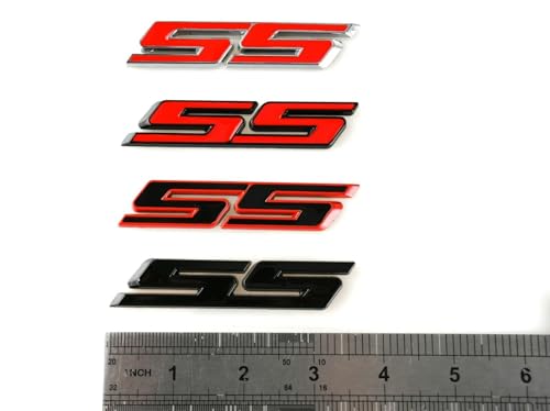 Image of MMUNNA 2pcs SS Emblems Metal 3D Side Trunk Badge Decal Sticker Logo Replacement for Camaro SS Series Truck (Black)