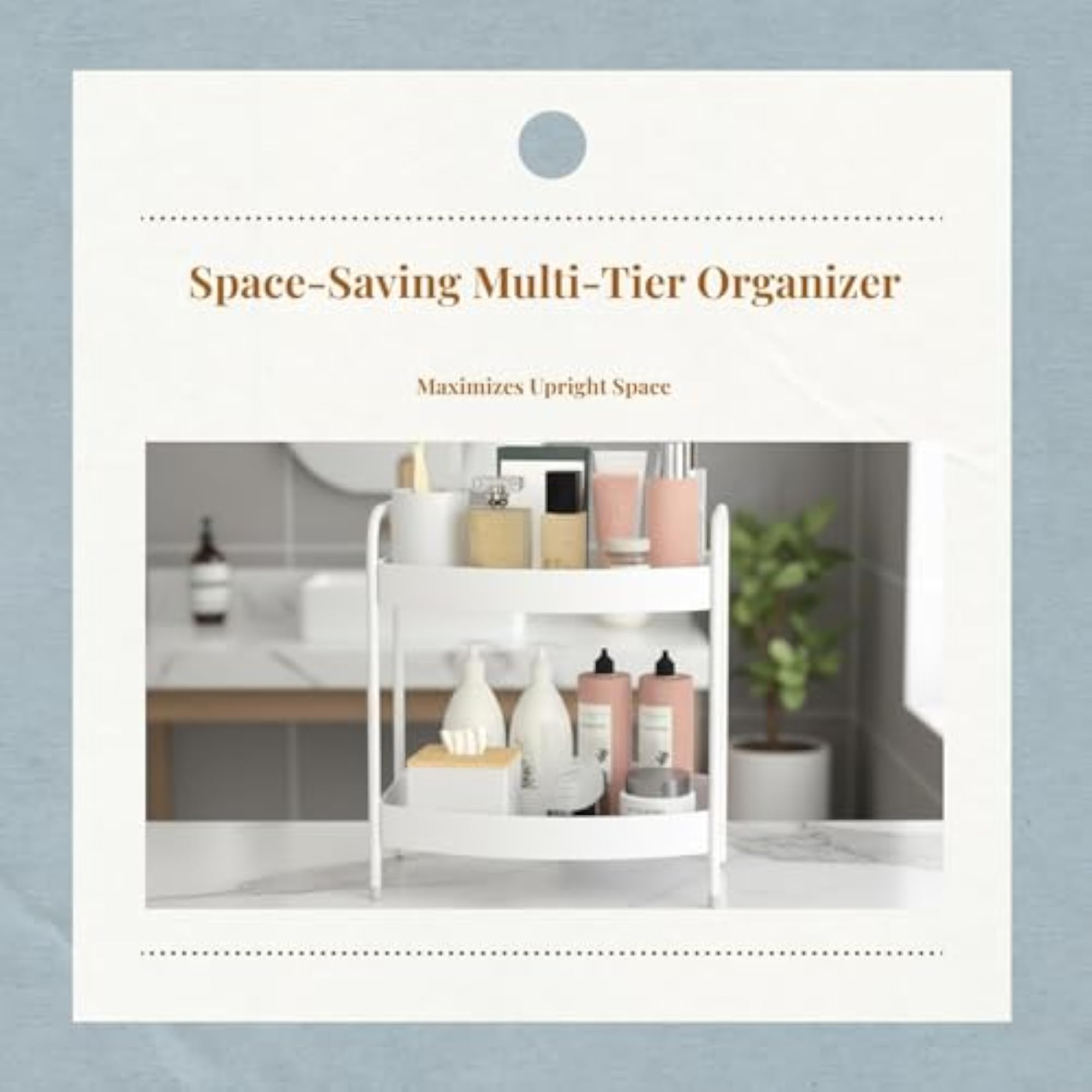 Bathroom Countertop Organizer Makeup Rack, White