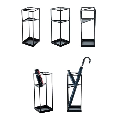 Porte-parapluie carré autonome en métal avec bac de récupération d'eau