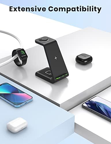 3 in 1 Wireless Charging Station, JoyGeek Wireless Charger for iPhone 14/14 Pro/13 Pro Max/13/12/12 Pro Max/11 Pro Max/SE/XR/XS Max/8 Plus/Apple Watch 8/7/6/SE/5/4/3/2, Airpod Pro/3/2,with Adapter