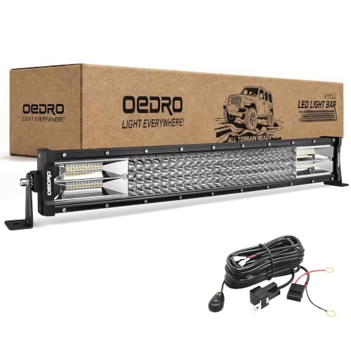 Image of OEDRO 22 Inch LED Light Bar Curved (w /Mounting Bracket) Quad-Row 389W | LED Light Spot Work Light with Wiring Harness for Off Road Lights Truck Light Boat Lighting Fit for Jeep Pickup SUV ATV UTV