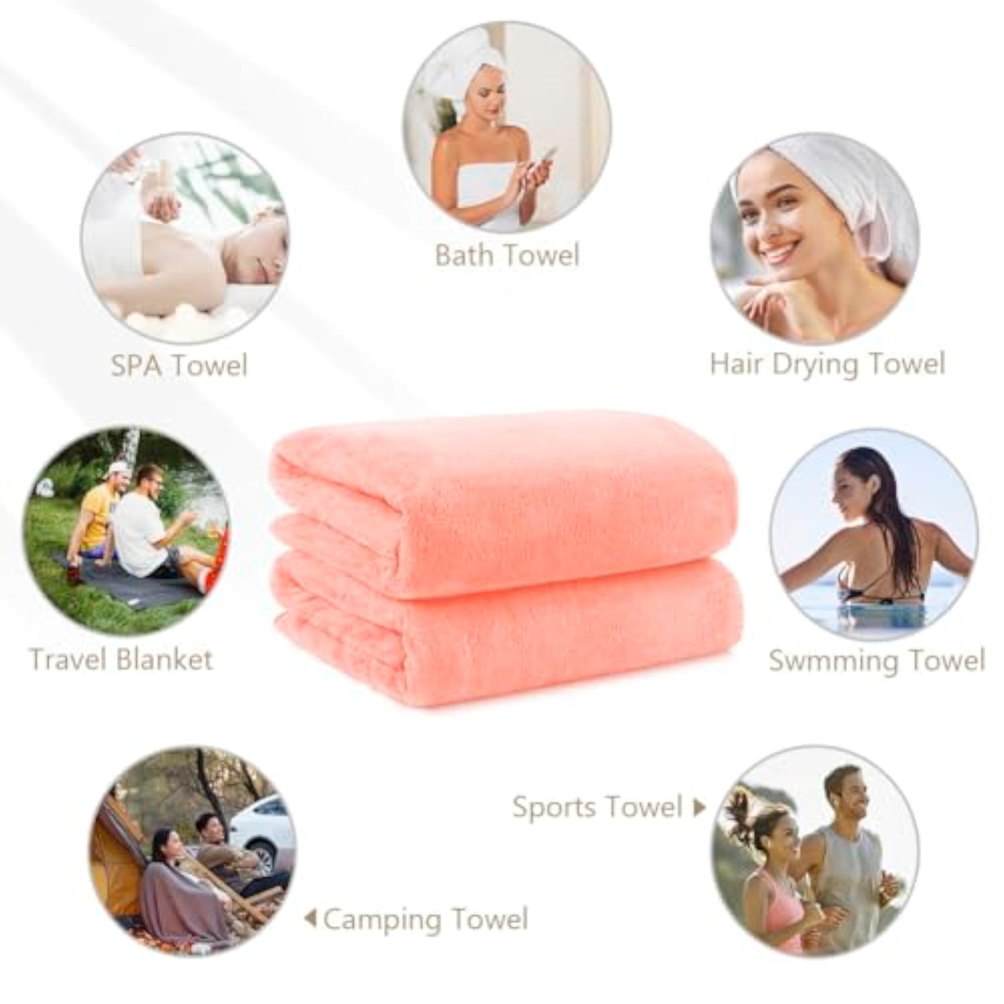 Soft Feel Bath Towels, 2 Pack (27'' x 54'')