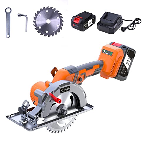 Cordless Circular Saw, Elsoon 20V 5.5Inch Handiness Mini Saw With 4.0 Ah Lithium Battery For Cutting Wood, Pvc Pipe, Plastic, Aluminum And Tile #TOP3