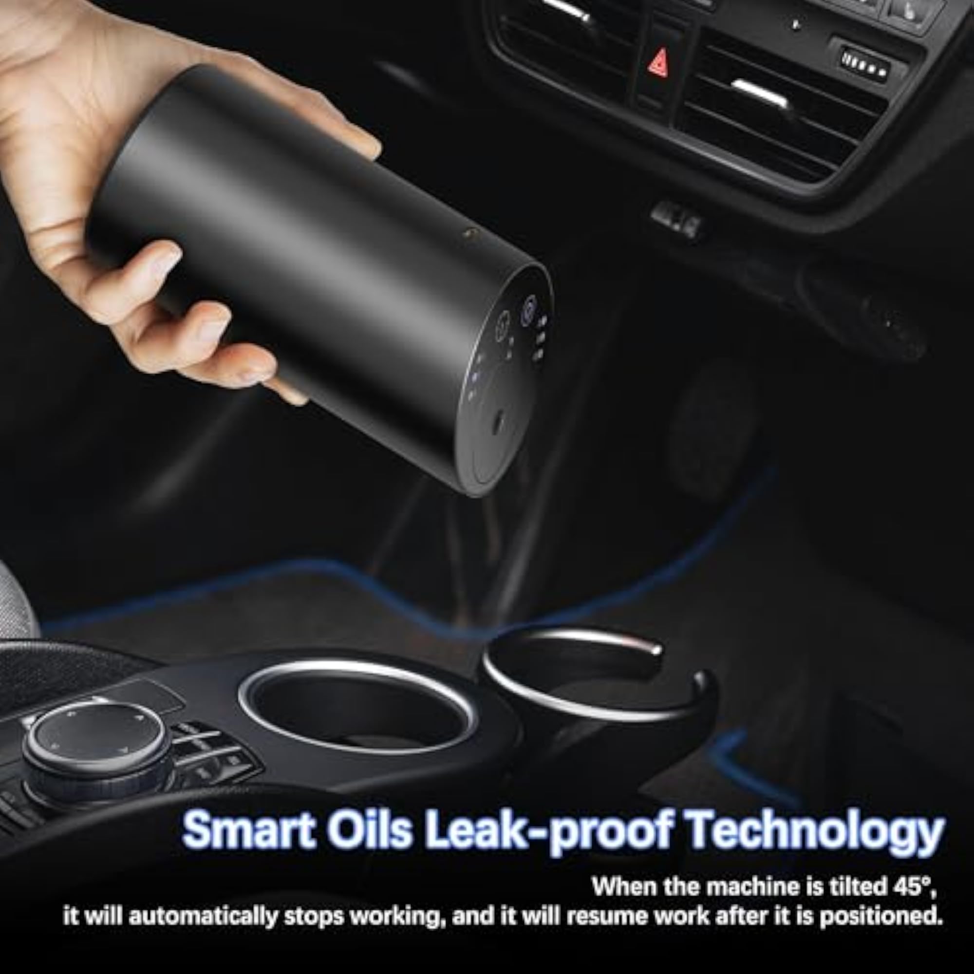 Waterless Car Diffuser for Essential Oils, Cordless Aromatherapy
