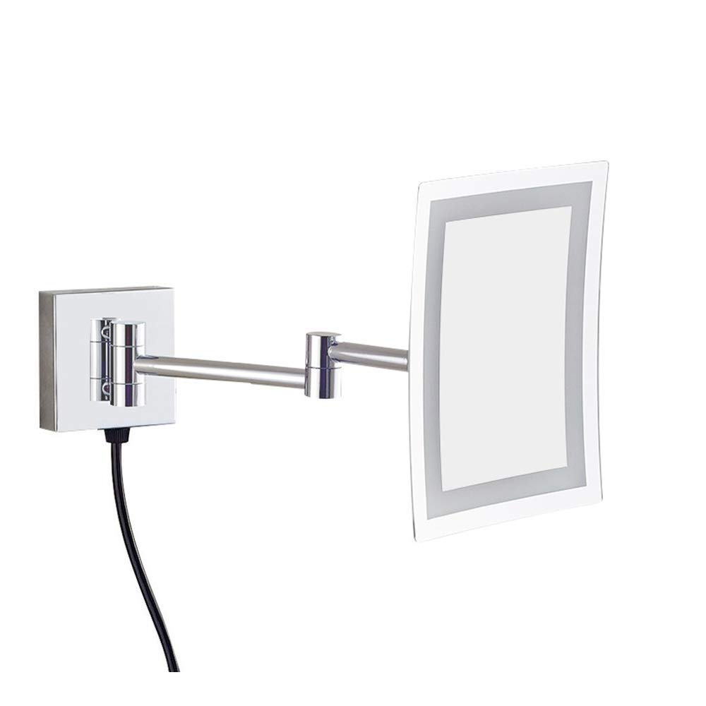 Miroir de maquillage mural grossissant réglable pour salle de bain d'hôtel avec prise