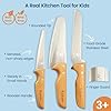 Kibbidea Kids Knife Set for Real Cooking Safe, 4pcs Kids Kitchen Cutting Chopping Knives, Food-grade Stainless Steel Blades, Metal Children First Starter knife, BPA-free Tool (Silver) #2