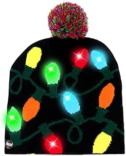 OurWarm LED Christmas Hat, Light Up Christmas Hat Christmas Beanie 6 Colorful Lights Unisex Knitted Beanie Holiday for Party