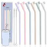 Doboli 10 inch Silicone Reusable Bendy Straw Flexible Straws With Straw Cover, Compatible with 20 oz 30 oz 32 oz Cup Tumbler Non Rubber, 6 Pack Smoothie Silicone Straws Straw with Cleaning Brush