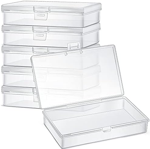 6 Pieces Mini Plastic Clear Beads Storage Containers Box for Collecting Small Items, Beads, Jewelry, Business Cards, Game Pieces, Crafts (1.7 x 1.7 x 0.79 Inch)